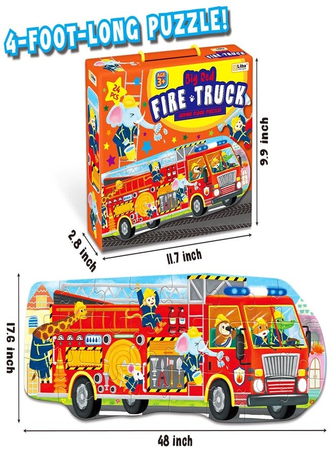 LithoConcepts Big Red Fire Truck 4-Foot Long Jumbo Floor Puzzle - 24 Extra-Large Pieces, Fun Educational Toy for Kids Ages 3+, Durable & Easy to Assemble - Image 3